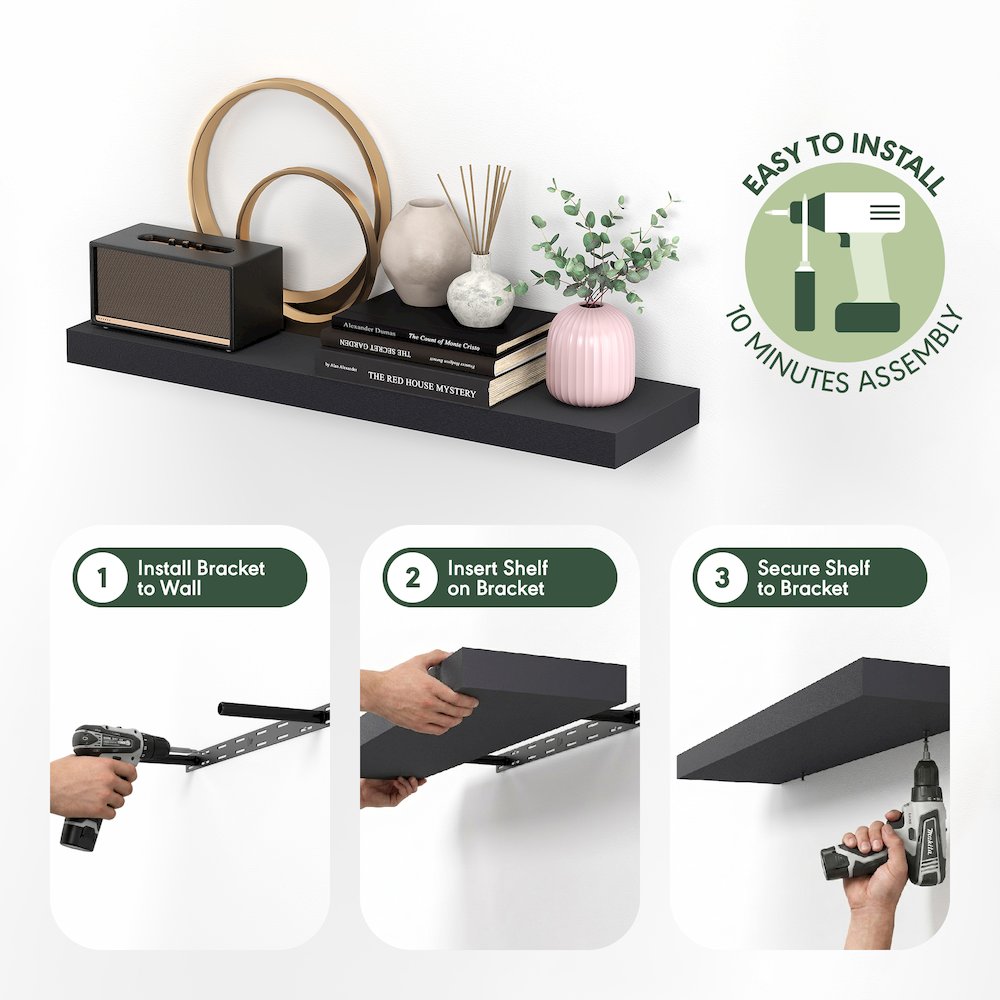 TANNA Floating Shelves for Wall, 9 x 35 Wall Shelf, 2-in Thick Shelf