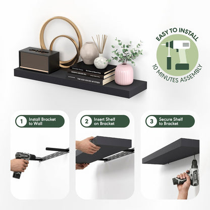 TANNA Floating Shelves for Wall, 9 x 35 Wall Shelf, 2-in Thick Shelf