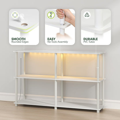TURN-N-TUBE Display Shelf with LED Lights, Corner Shelf, White