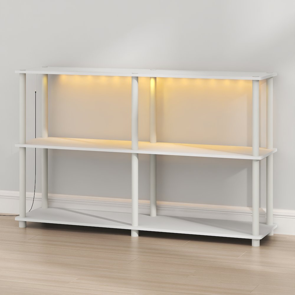TURN-N-TUBE Display Shelf with LED Lights, Corner Shelf, White