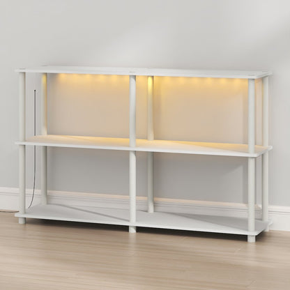 TURN-N-TUBE Display Shelf with LED Lights, Corner Shelf, White
