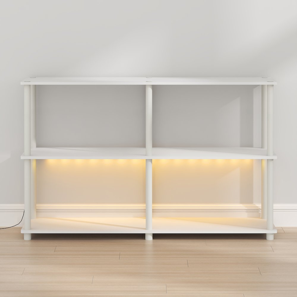 TURN-N-TUBE Display Shelf with LED Lights, Corner Shelf, White