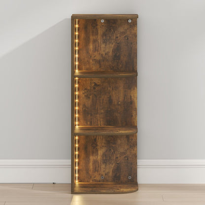 PASIR Book Shelf with LED Lights, 3-Tier Corner LED Bookshelf, Amber Pine