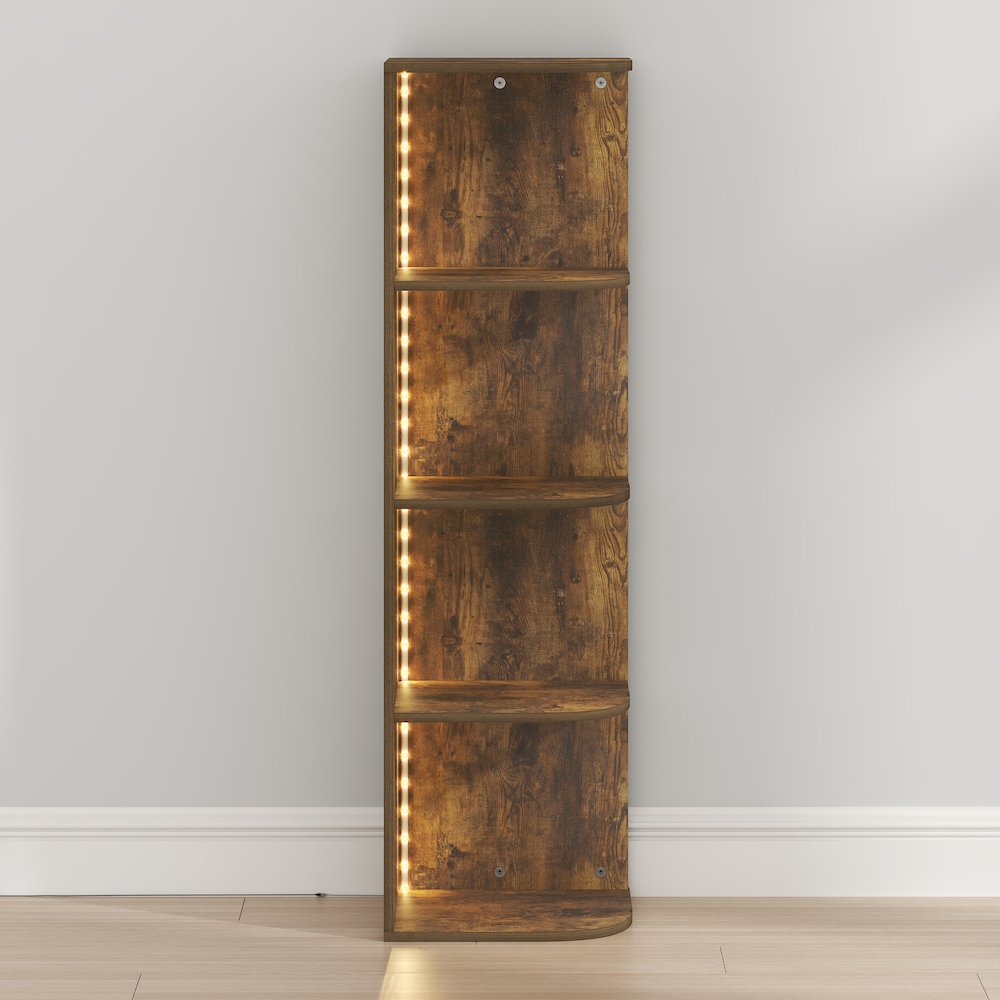 PASIR Book Shelf with LED Lights, 4-Tier LED, Amber Pine