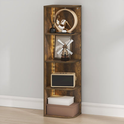 PASIR Book Shelf with LED Lights, 4-Tier LED, Amber Pine