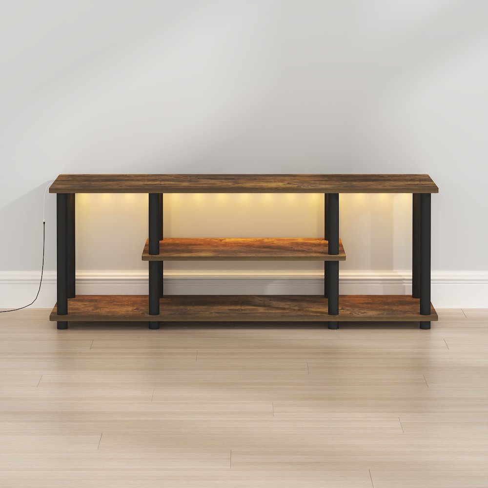 TURN-N-TUBE TV Stand with LED Lights, Amber Pine