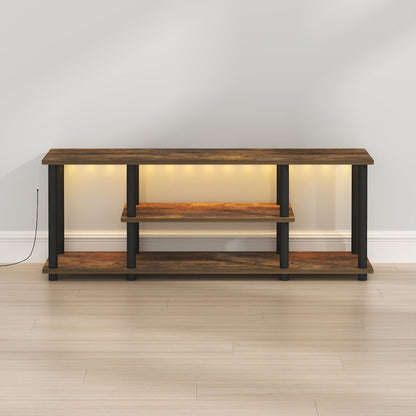 TURN-N-TUBE TV Stand with LED Lights, Amber Pine