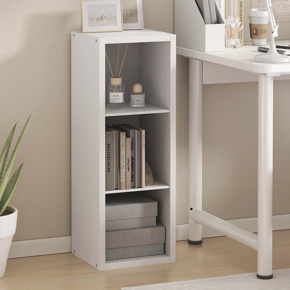 CUBICLE Book Shelf, 3-Cube, Extra Thick Frame, White