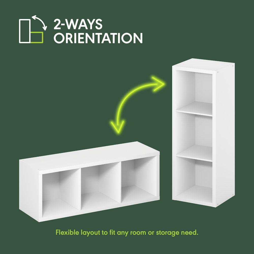 CUBICLE Book Shelf, 3-Cube, Extra Thick Frame, White