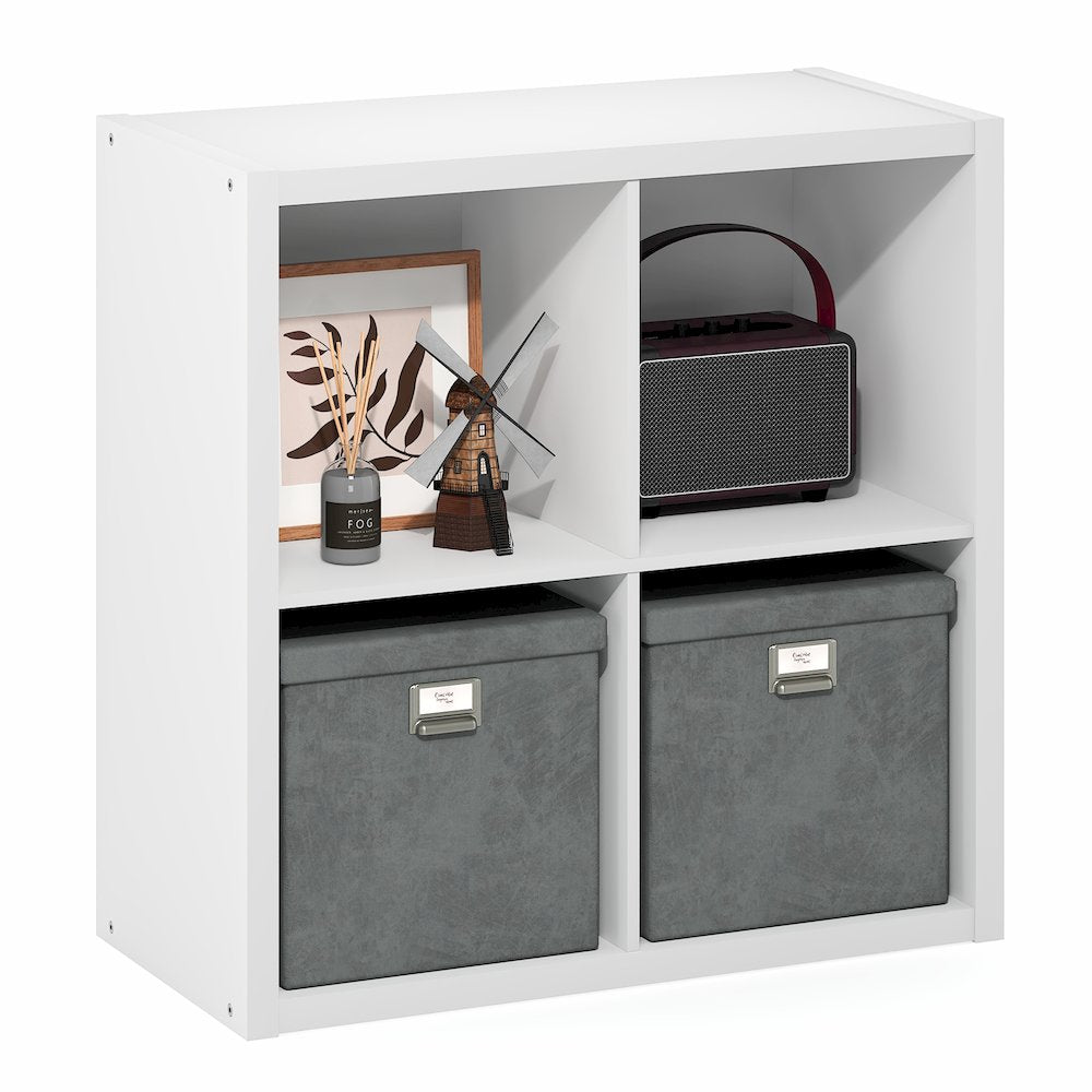 CUBICLE Book Shelf, 4-Cube, Extra Thick Frame, White