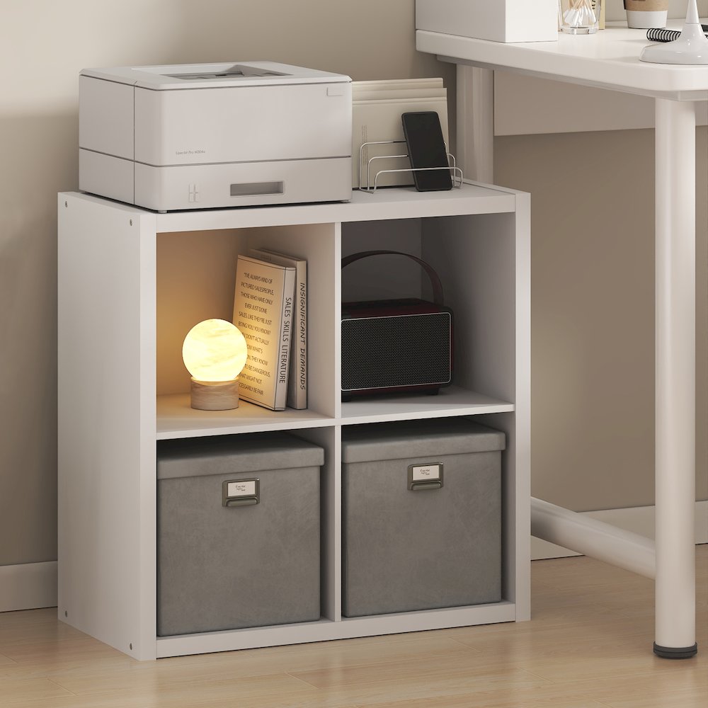 CUBICLE Book Shelf, 4-Cube, Extra Thick Frame, White