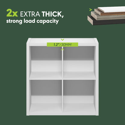 CUBICLE Book Shelf, 4-Cube, Extra Thick Frame, White