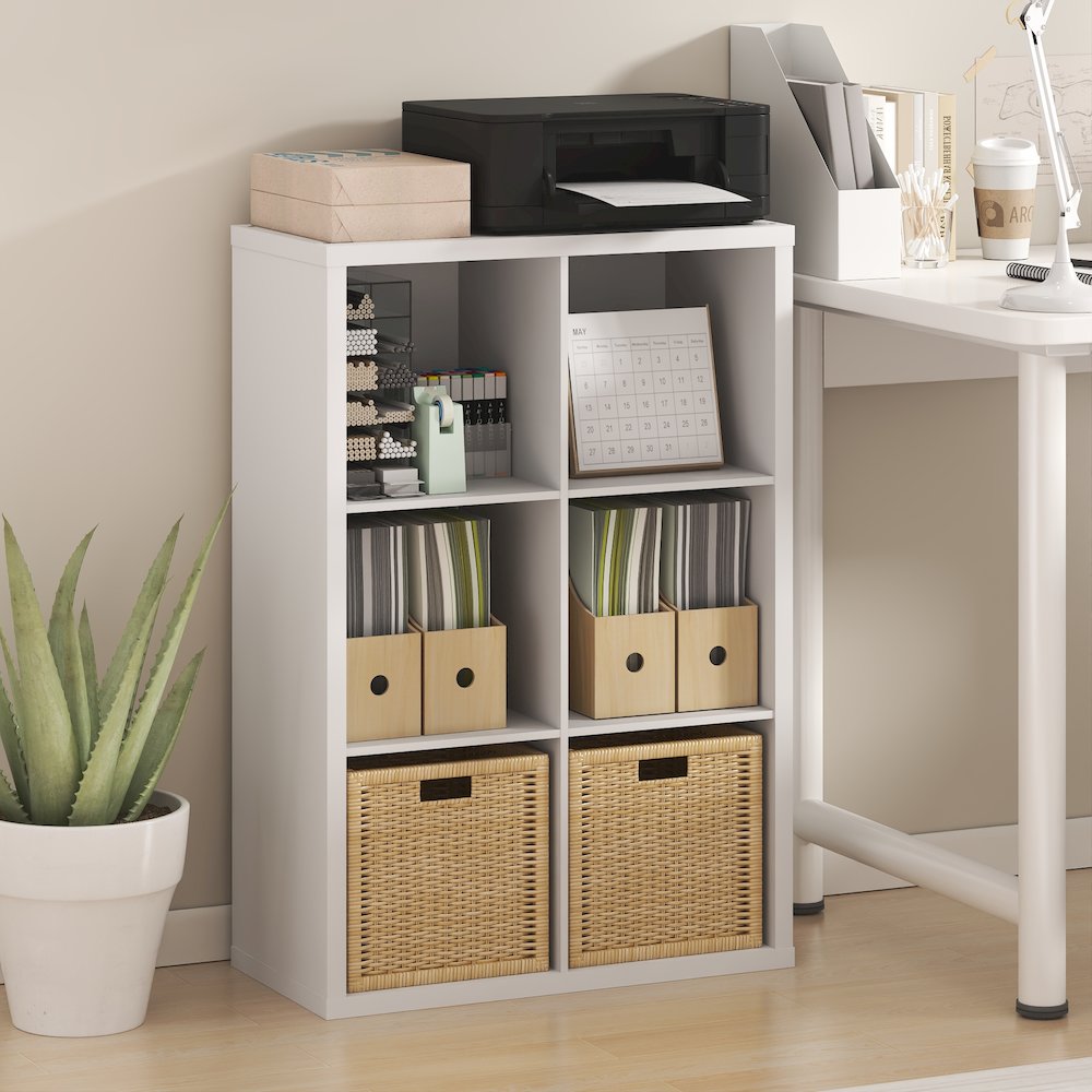 CUBICLE Book Shelf, 6-Cube, Extra Thick Frame, White