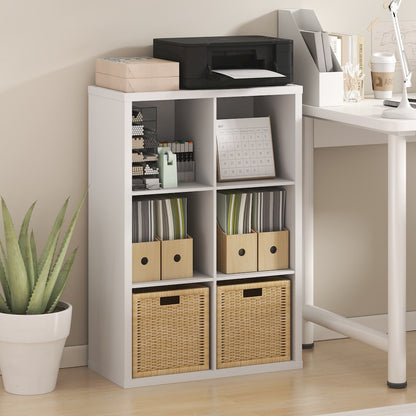 CUBICLE Book Shelf, 6-Cube, Extra Thick Frame, White