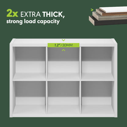 CUBICLE Book Shelf, 6-Cube, Extra Thick Frame, White