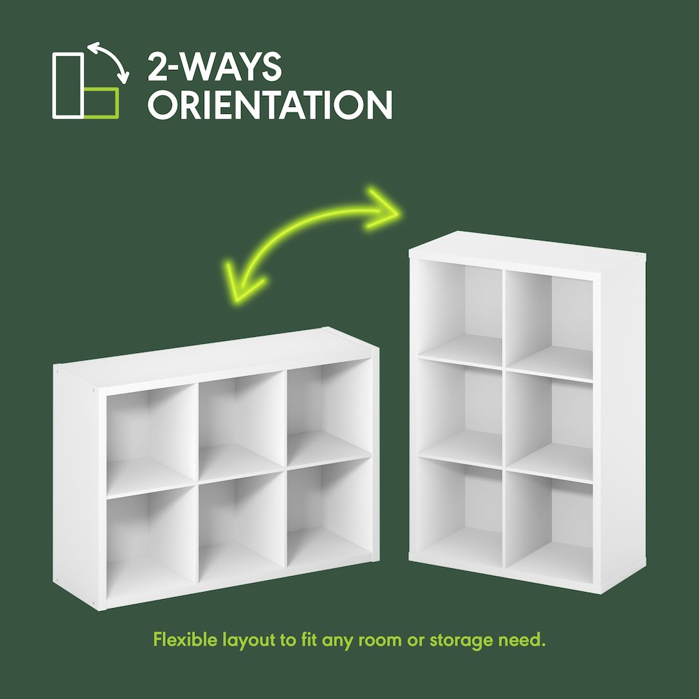 CUBICLE Book Shelf, 6-Cube, Extra Thick Frame, White
