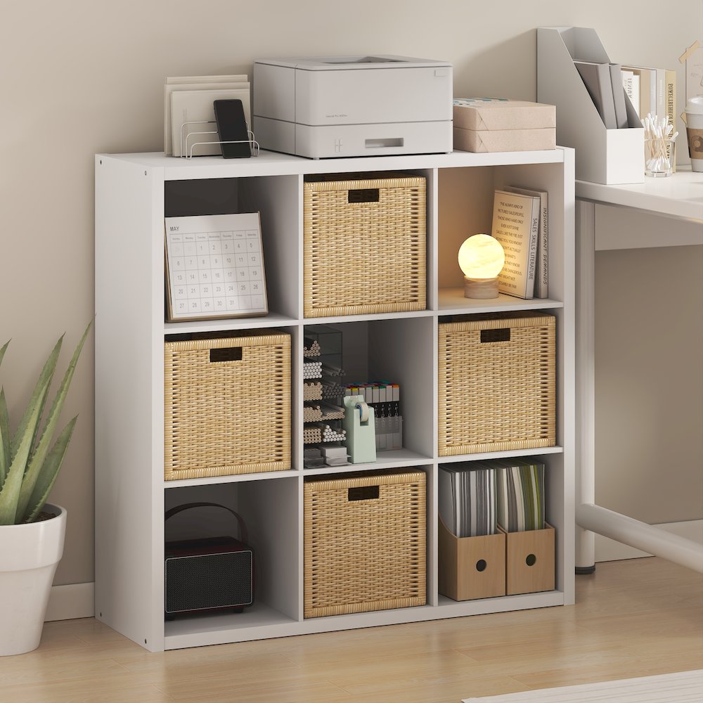 CUBICLE Book Shelf, 9-Cube, Extra Thick Frame, White