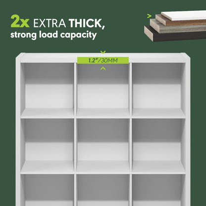 CUBICLE Book Shelf, 9-Cube, Extra Thick Frame, White