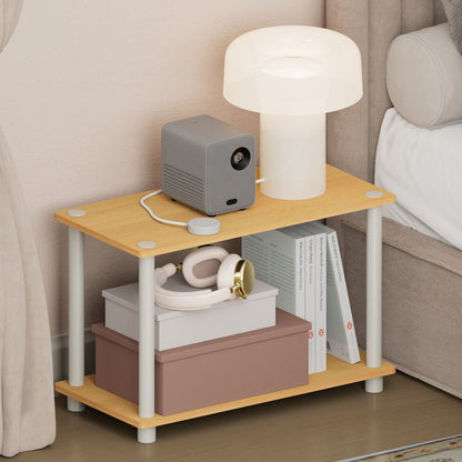 TURN-N-TUBE Night Stand, Rectangle Nightstand with Open Shelf, Beech