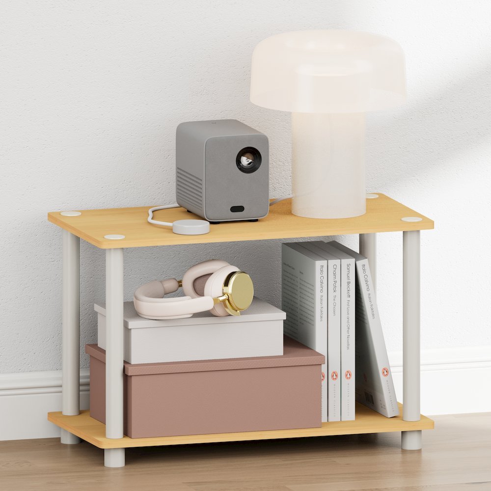 TURN-N-TUBE Night Stand, Rectangle Nightstand with Open Shelf, Beech