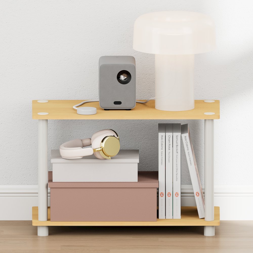 TURN-N-TUBE Night Stand, Rectangle Nightstand with Open Shelf, Beech