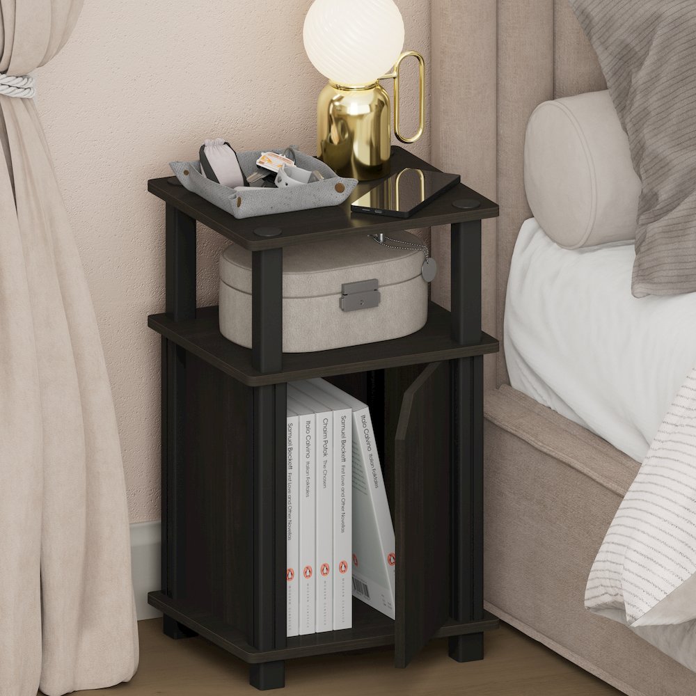 JUST Night Stand, 3-Tier, End Table, Espresso