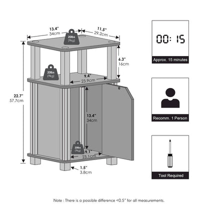 JUST Night Stand, 3-Tier, End Table, Espresso