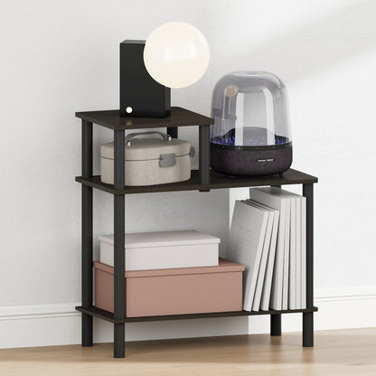 TURN-N-TUBE Night Stand, 3-Tier Rectangle Nightstand with Open Shelf, Espresso