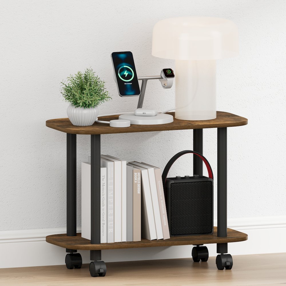 TURN-N-TUBE Night Stand, 2-Tier Oval, End Table, Amber Pine