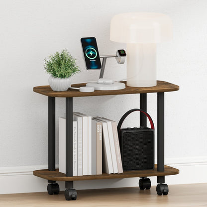 TURN-N-TUBE Night Stand, 2-Tier Oval, End Table, Amber Pine
