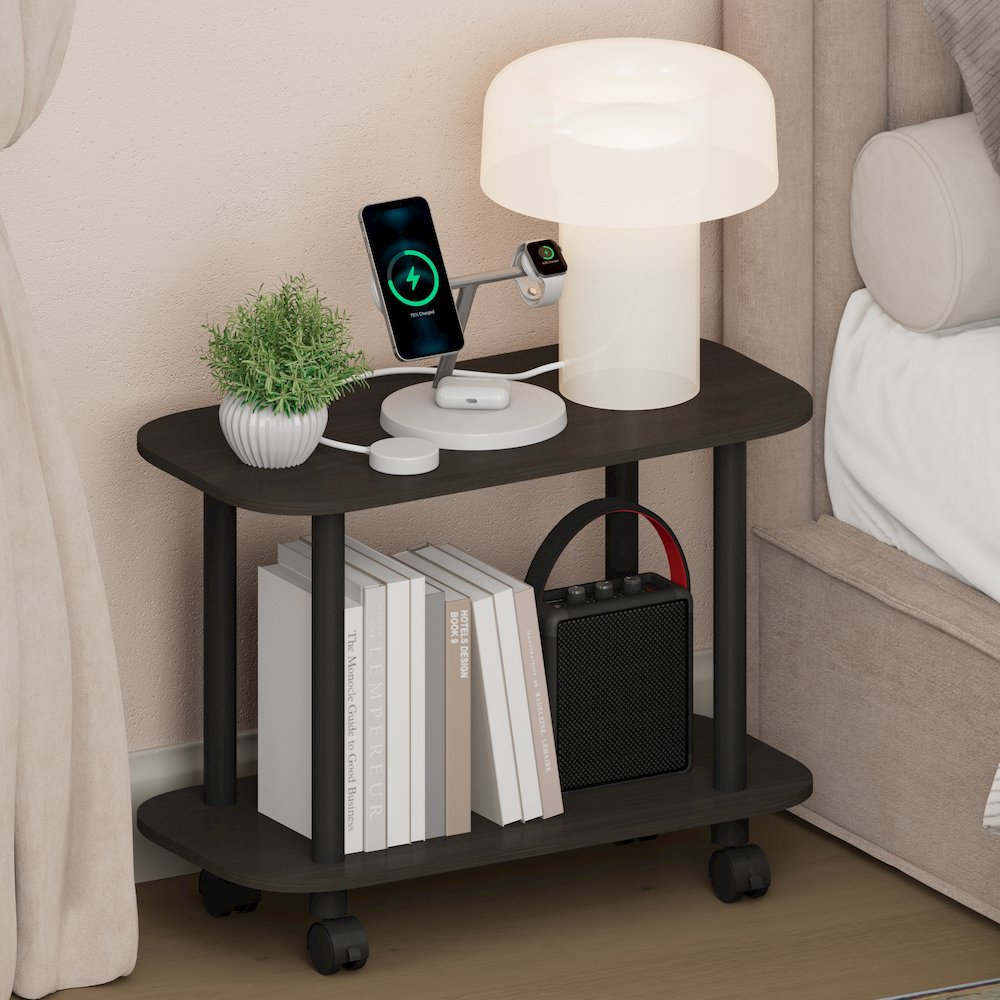 TURN-N-TUBE Night Stand, 2-Tier Oval, End Table, Espresso