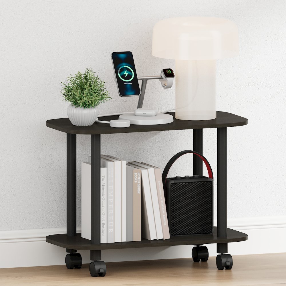 TURN-N-TUBE Night Stand, 2-Tier Oval, End Table, Espresso