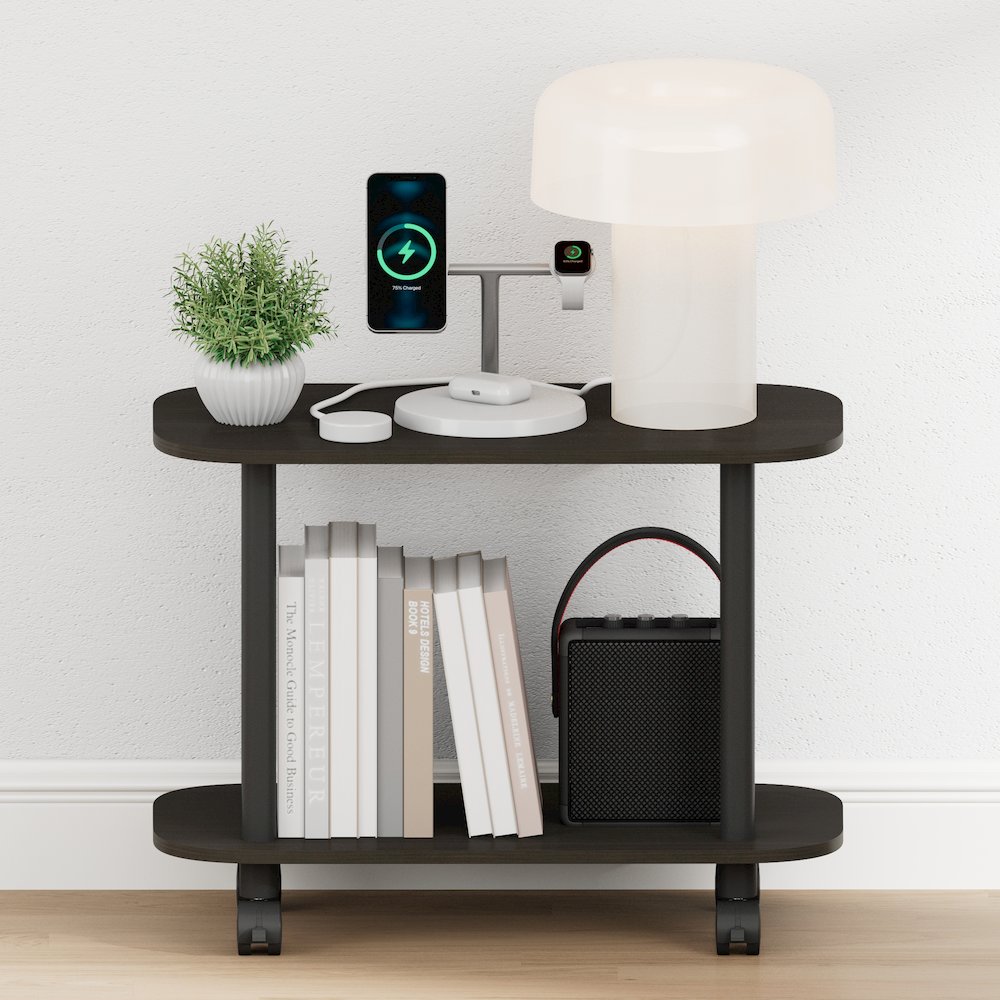 TURN-N-TUBE Night Stand, 2-Tier Oval, End Table, Espresso