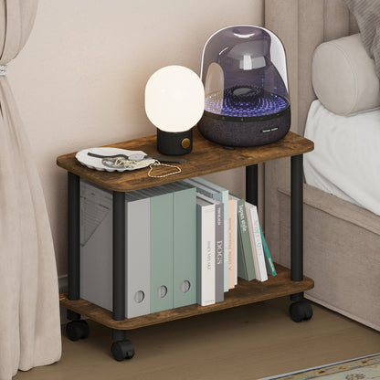 TURN-N-TUBE Night Stand, 2-Tier Rectangle, End Table, Amber Pine