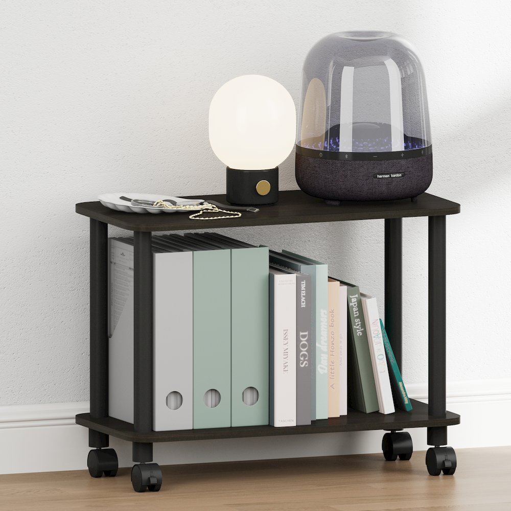 TURN-N-TUBE Night Stand, 2-Tier Rectangle, End Table, Espresso