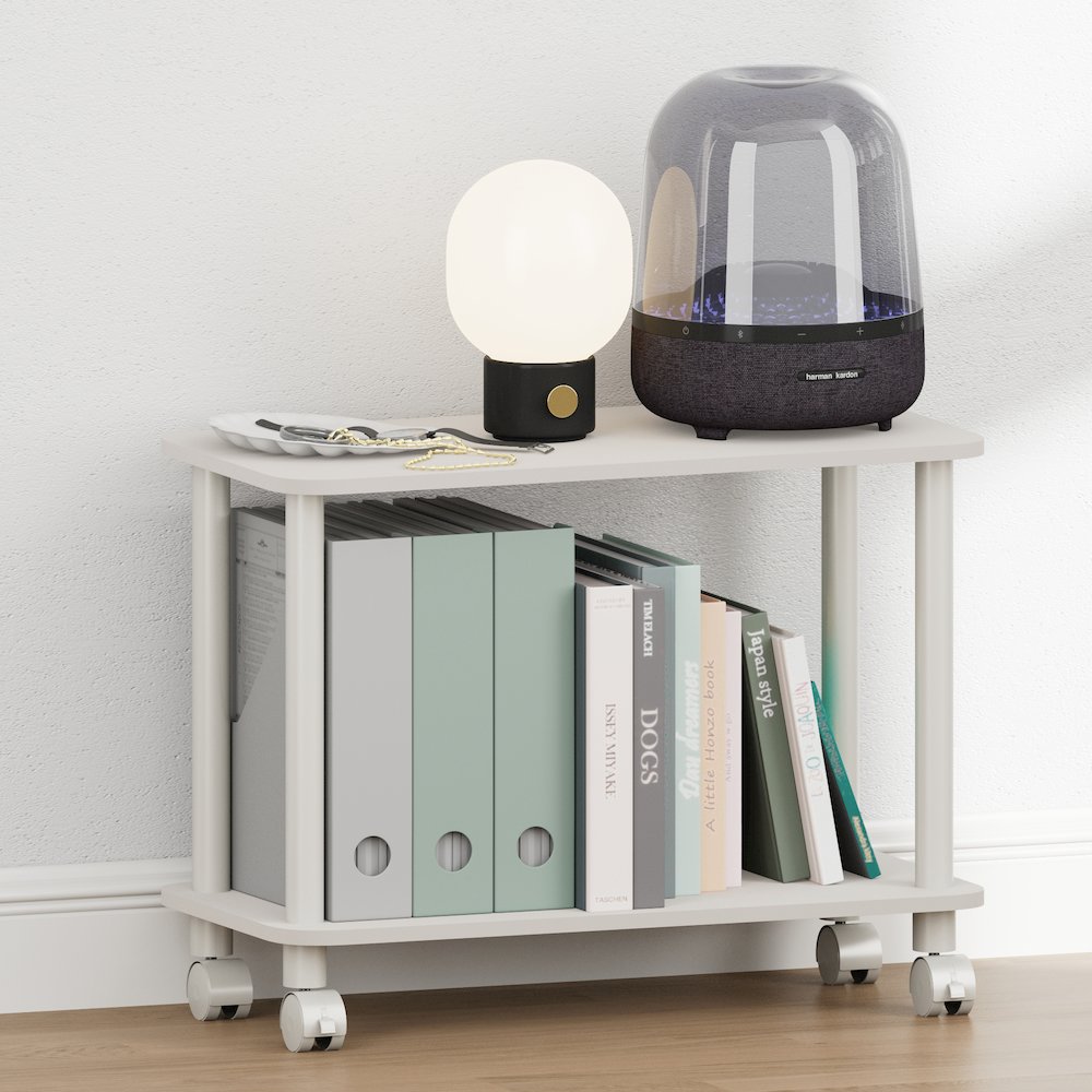 TURN-N-TUBE Night Stand, 2-Tier Rectangle, End Table, White