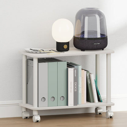 TURN-N-TUBE Night Stand, 2-Tier Rectangle, End Table, White