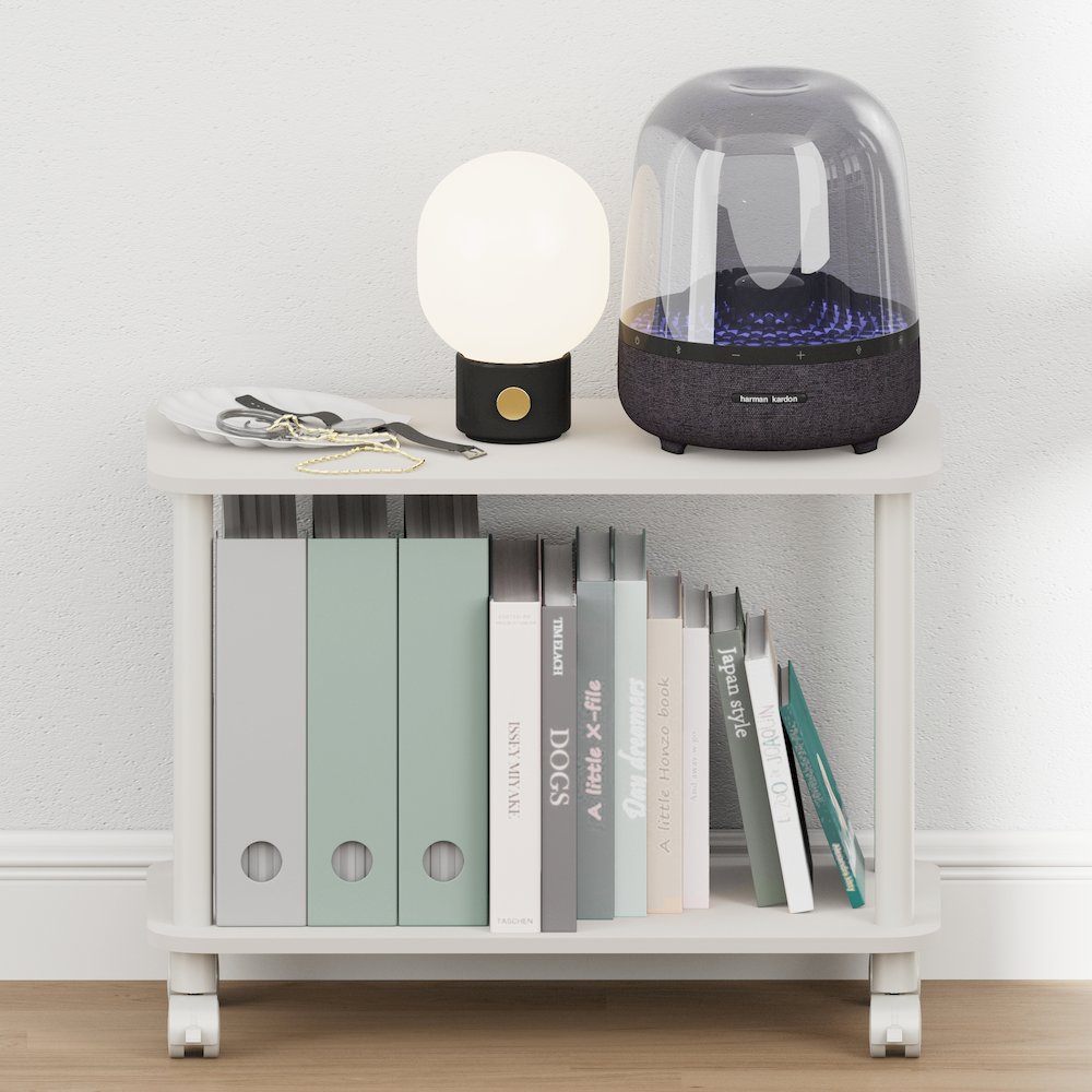 TURN-N-TUBE Night Stand, 2-Tier Rectangle, End Table, White