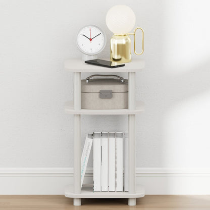 JUST Night Stand, 3-Tier Turn-N-Tube, Round Curve Corner Side Table, White