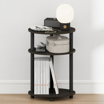 TURN-N-TUBE 3-Tier Oval Night Stand, Modern Compact Side Table, Espresso