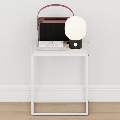 MORETTI Night Stand, 1-Tier Stackable Metal Frame Nightstand, Solid White