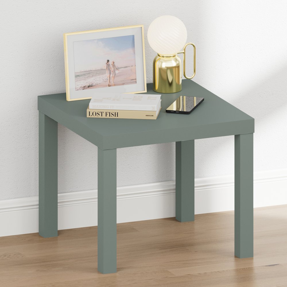CLASSIC Night Stand, Square Nightstand, Thick Frame 4-leg Side Table, Sage Green