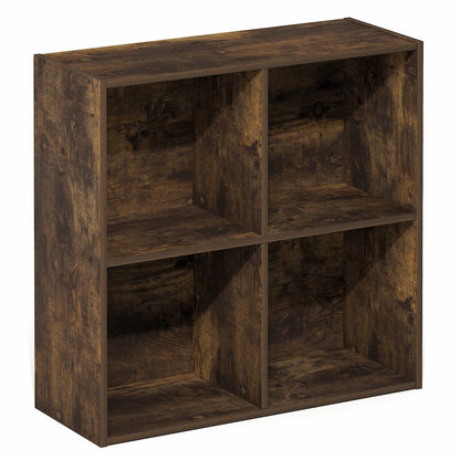 LUDER Book Shelf, 4-Cube Bookshelf, Bookcase with Open Shelves, Amber Pine