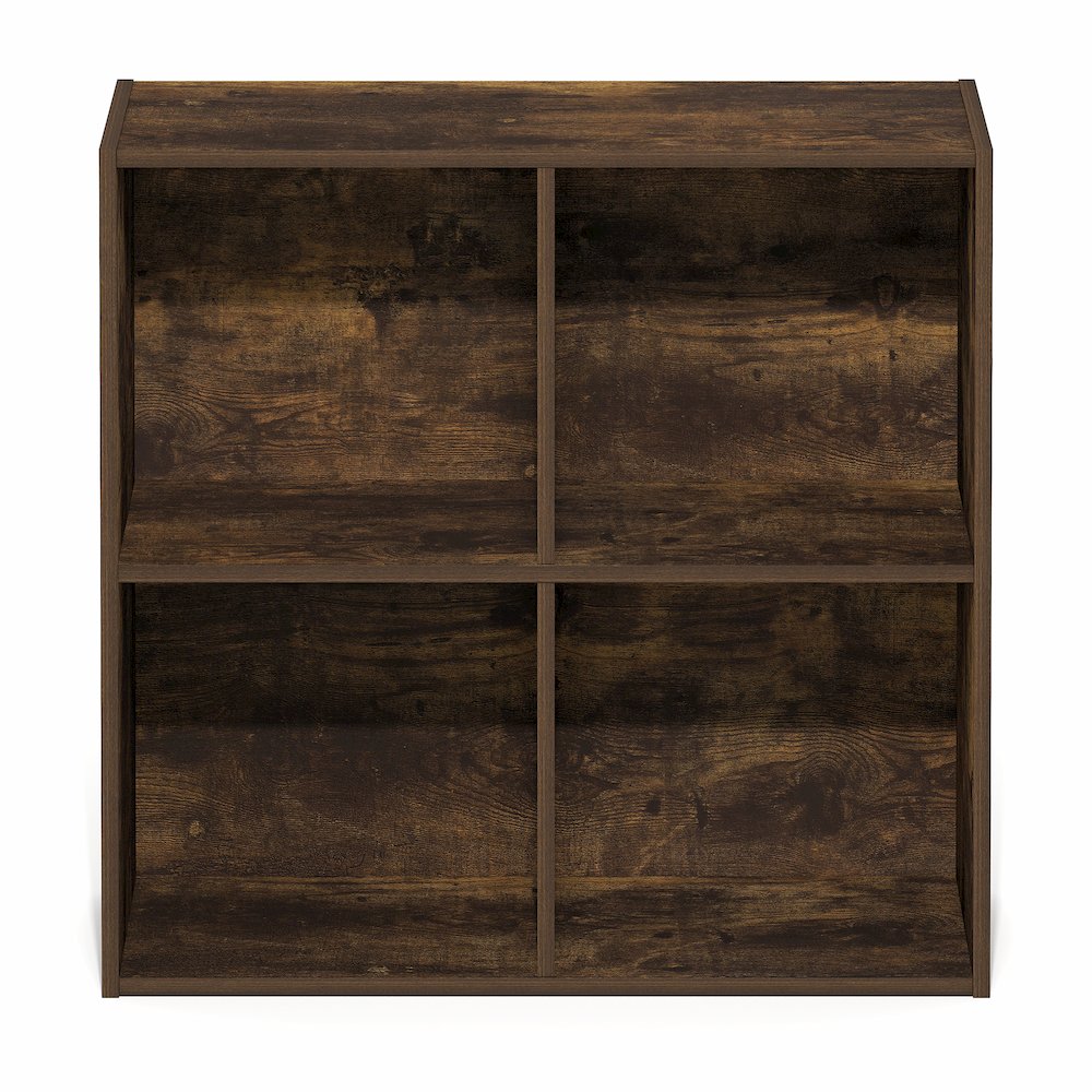 LUDER Book Shelf, 4-Cube Bookshelf, Bookcase with Open Shelves, Amber Pine