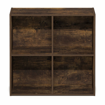 LUDER Book Shelf, 4-Cube Bookshelf, Bookcase with Open Shelves, Amber Pine
