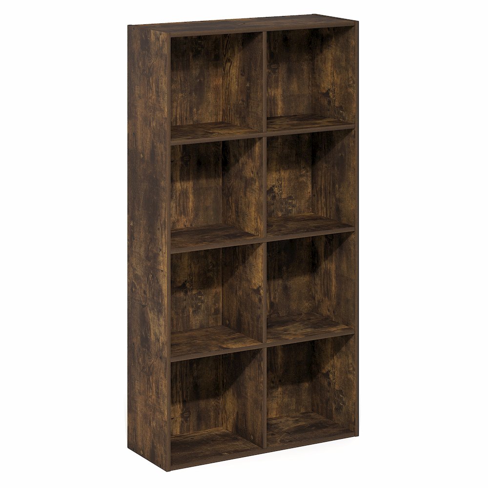 LUDER Book Shelf, 8-Cube Bookshelf, Bookcase with Open Shelves, Amber Pine