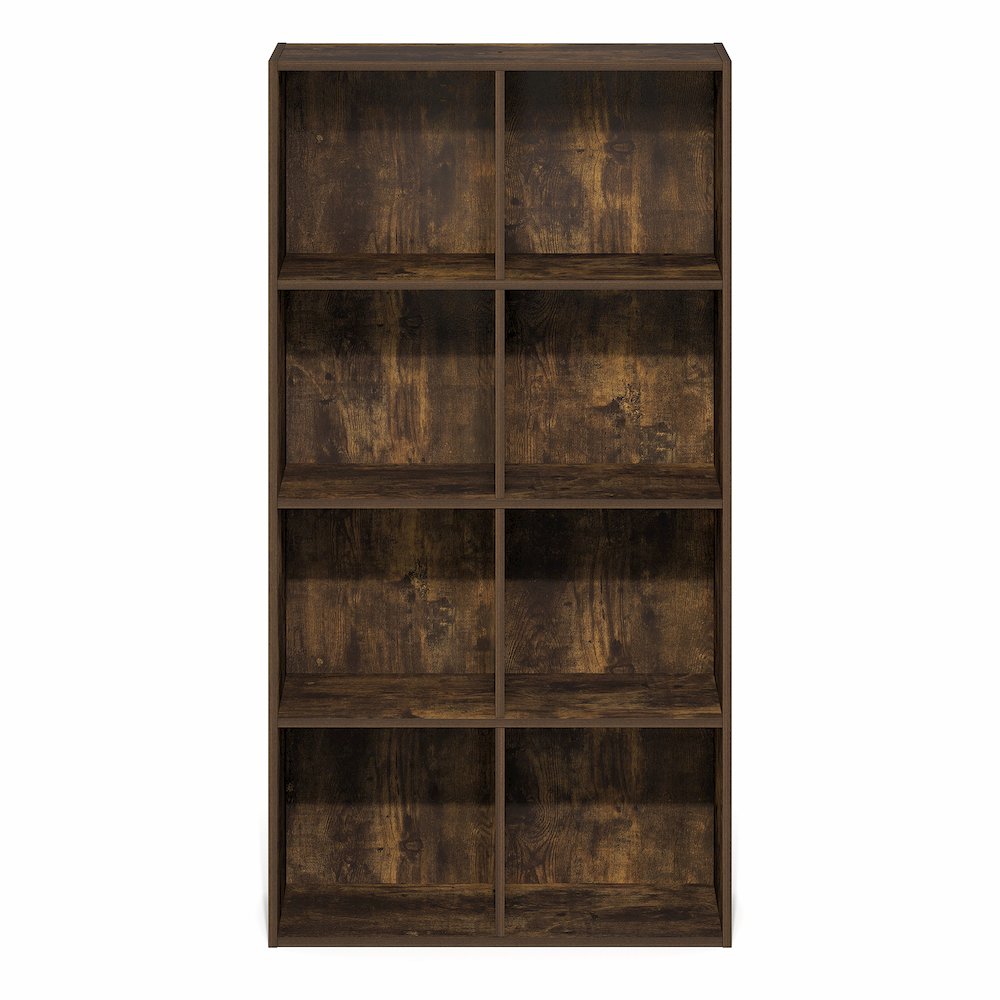 LUDER Book Shelf, 8-Cube Bookshelf, Bookcase with Open Shelves, Amber Pine