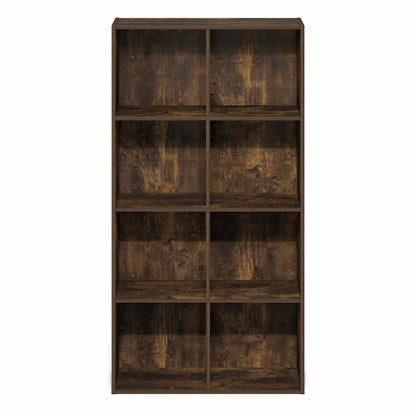 LUDER Book Shelf, 8-Cube Bookshelf, Bookcase with Open Shelves, Amber Pine