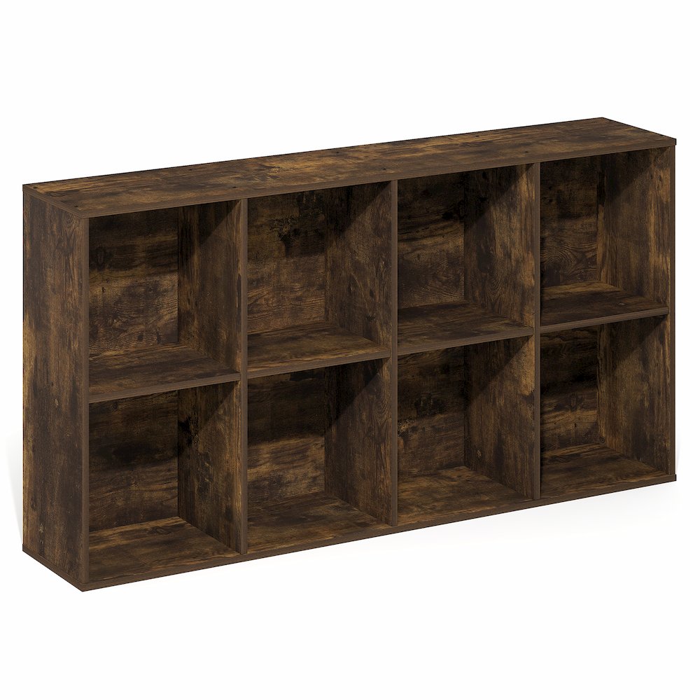 LUDER Book Shelf, 8-Cube Bookshelf, Bookcase with Open Shelves, Amber Pine