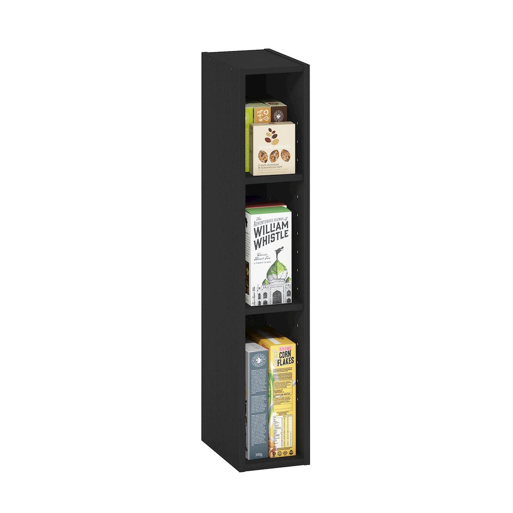 FULDA Book Shelf, 3-Tier Narrow Storage Cabinet, Blackwood